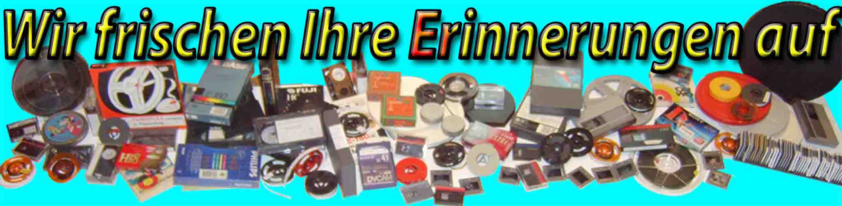 Professionelle Digitalisierung von alte Super8, 8mm-Film, Videokassetten, Tonband, MC, Audiokassetten, Schallplatten, Super 8 und Dias